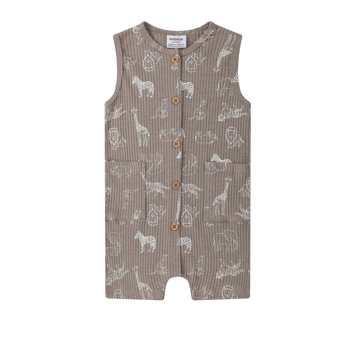 Mother Choice 2 Pc Set - Safari Grey Romper & Hat