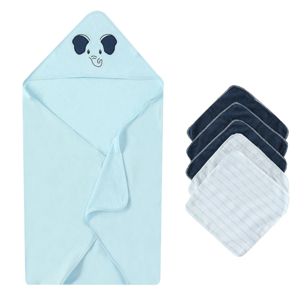 Mother's Choice Elephant Hooded Towel with 5 Washcloths Hooded Towel