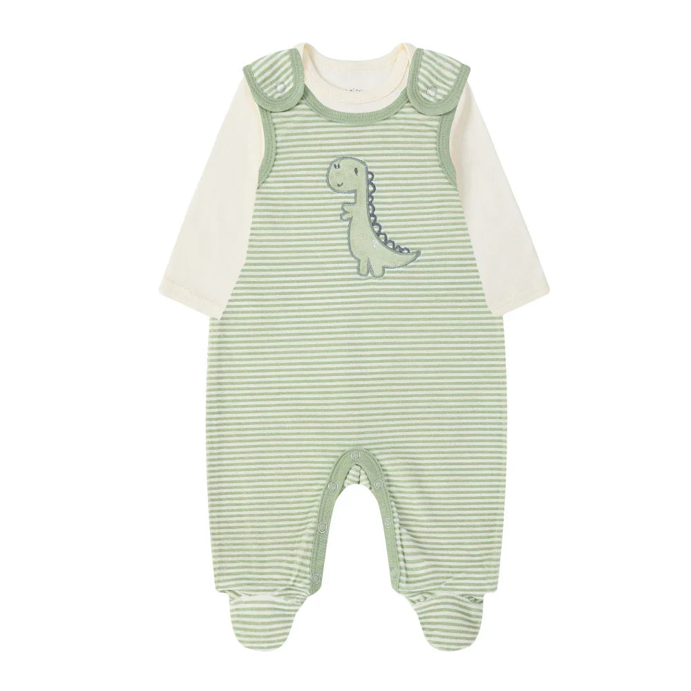 Mother's Choice Dino 2 Pieces Bodysuit & Romper - Green - 0-3M Bodysuit