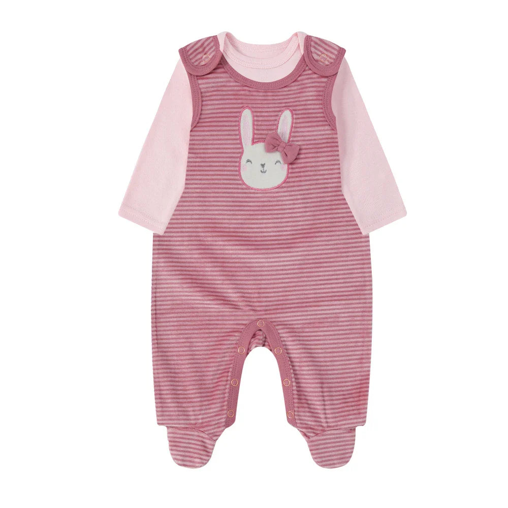 Mother's Choice Rabbit 2 Pieces Bodysuit & Romper - Pink - 0-3M Bodysuit