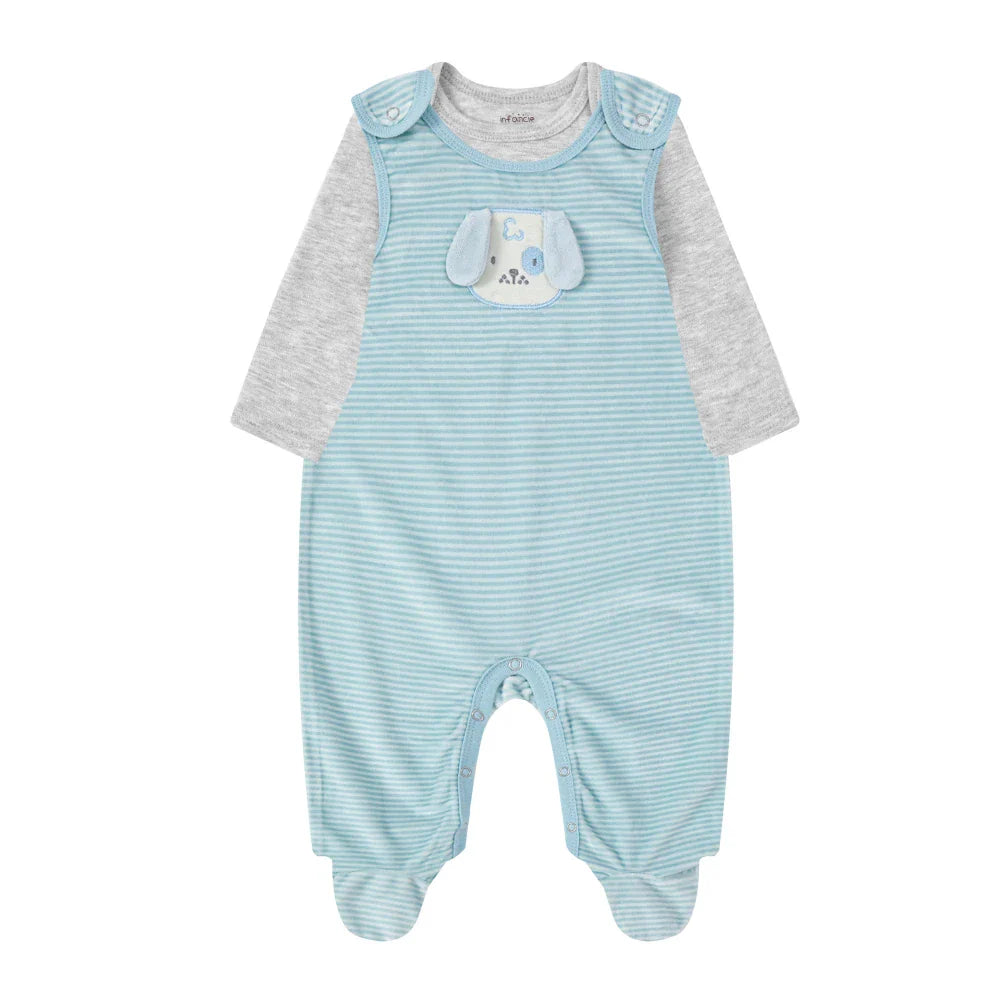 Mother's Choice Dog 2 Pieces Bodysuit & Romper - Baby Blue - 0-3M Bodysuit