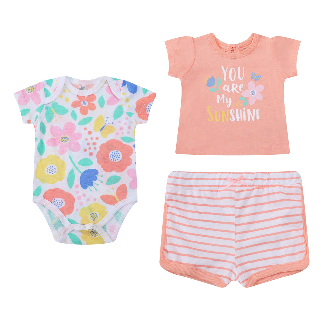 Mother Choice Baby 3 Pieces Bodysuits Tops & Shorts You are my sunshine