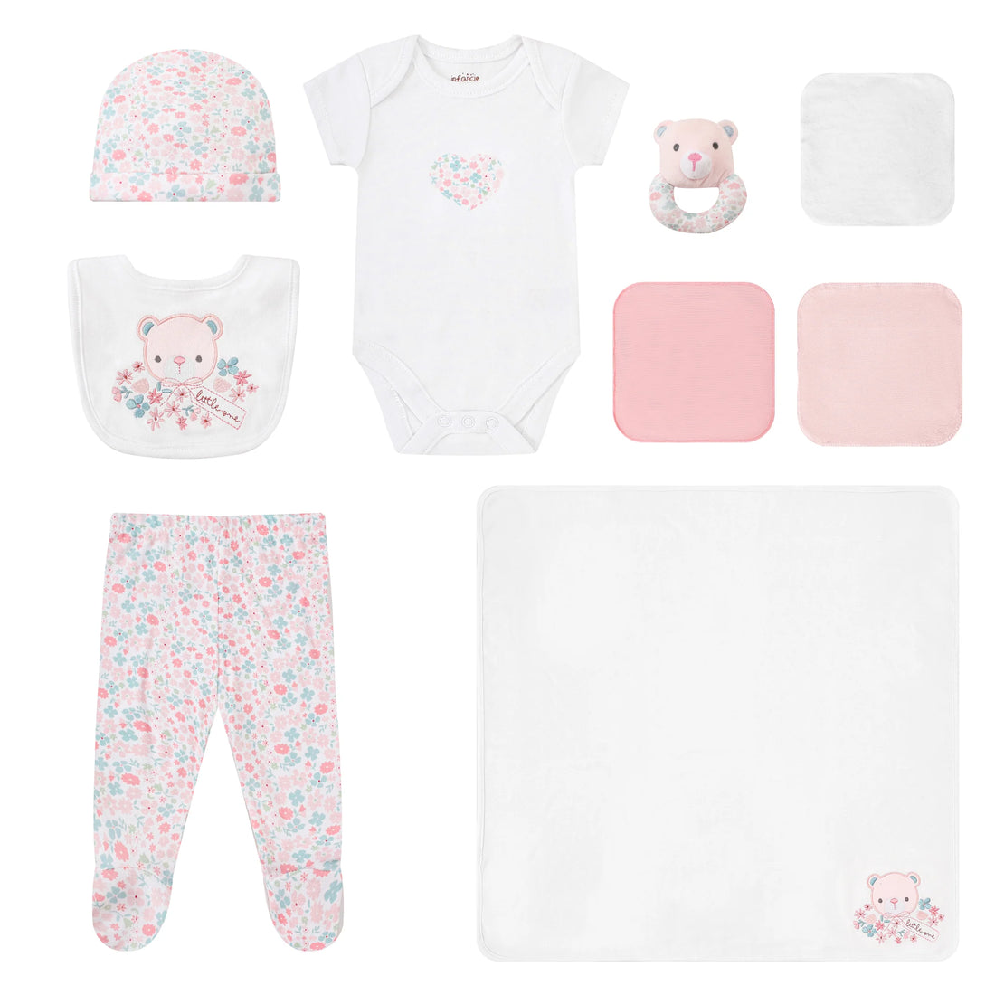 Mother's Choice 10 Pieces Baby Set Pink & White With Bear | Prenatal, Babies, Nusring, Cybex, Avent Outfit Set