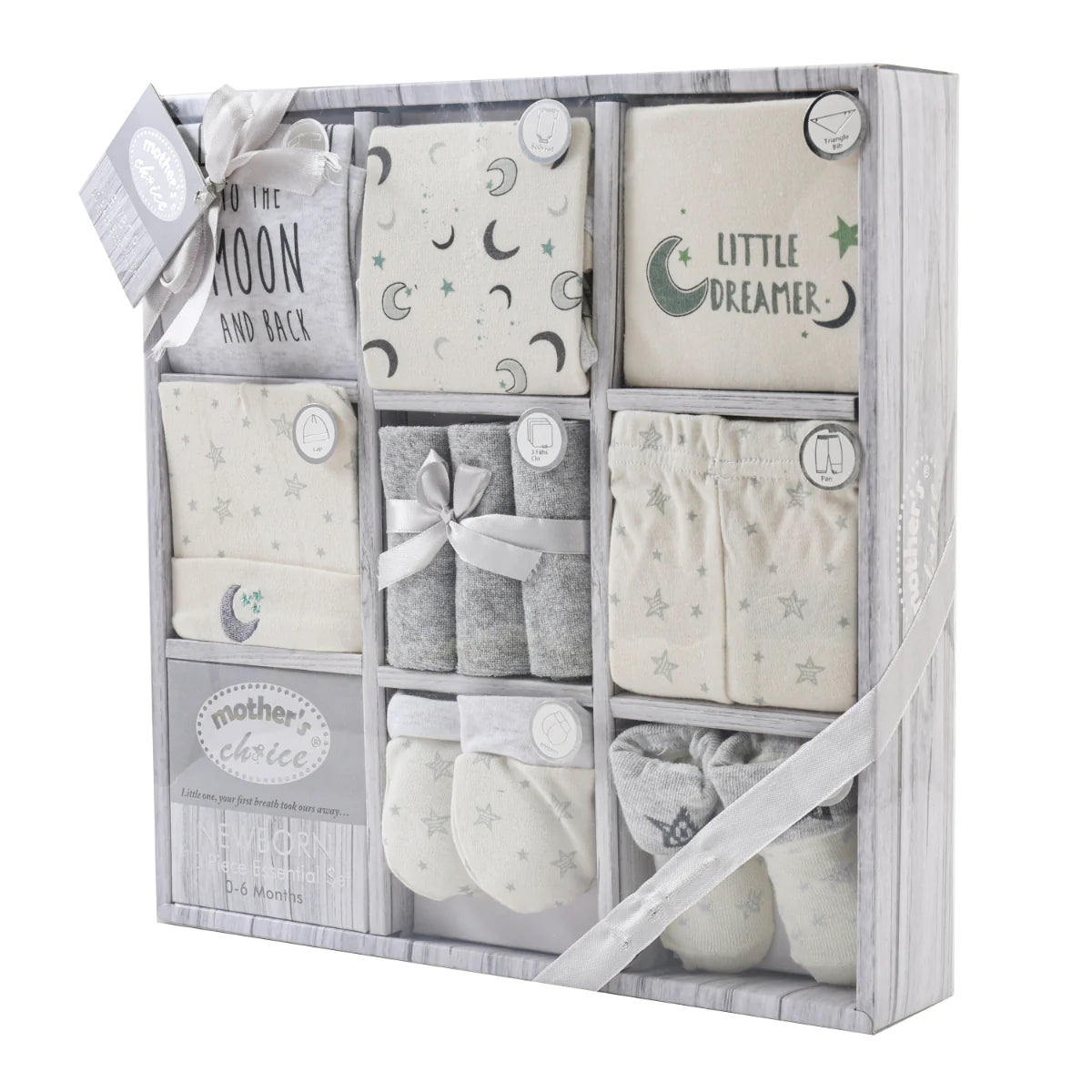 Mother's Choice Baby 10 Pieces Gift Box Grey 0-6m | Prenatal, Babies, Nusring, Cybex, Avent Outfit Set