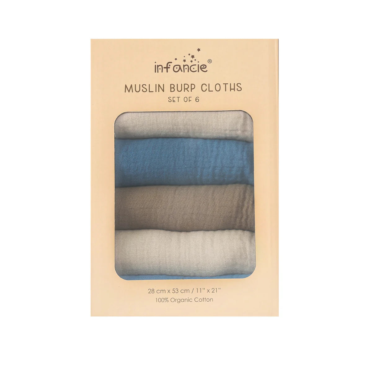 Mother's Choice Pack of 6 Muslins Beige Blue | Prenatal, Babies, Nusring, Cybex, Avent Bib