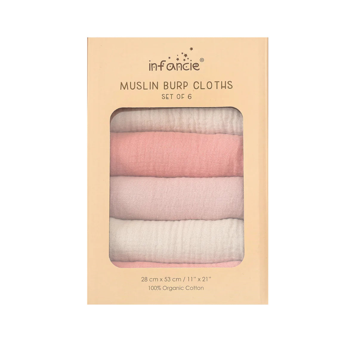 Mother's Choice Pack of 6 Muslins Coral Pale Rose | Prenatal, Babies, Nusring, Cybex, Avent Bib