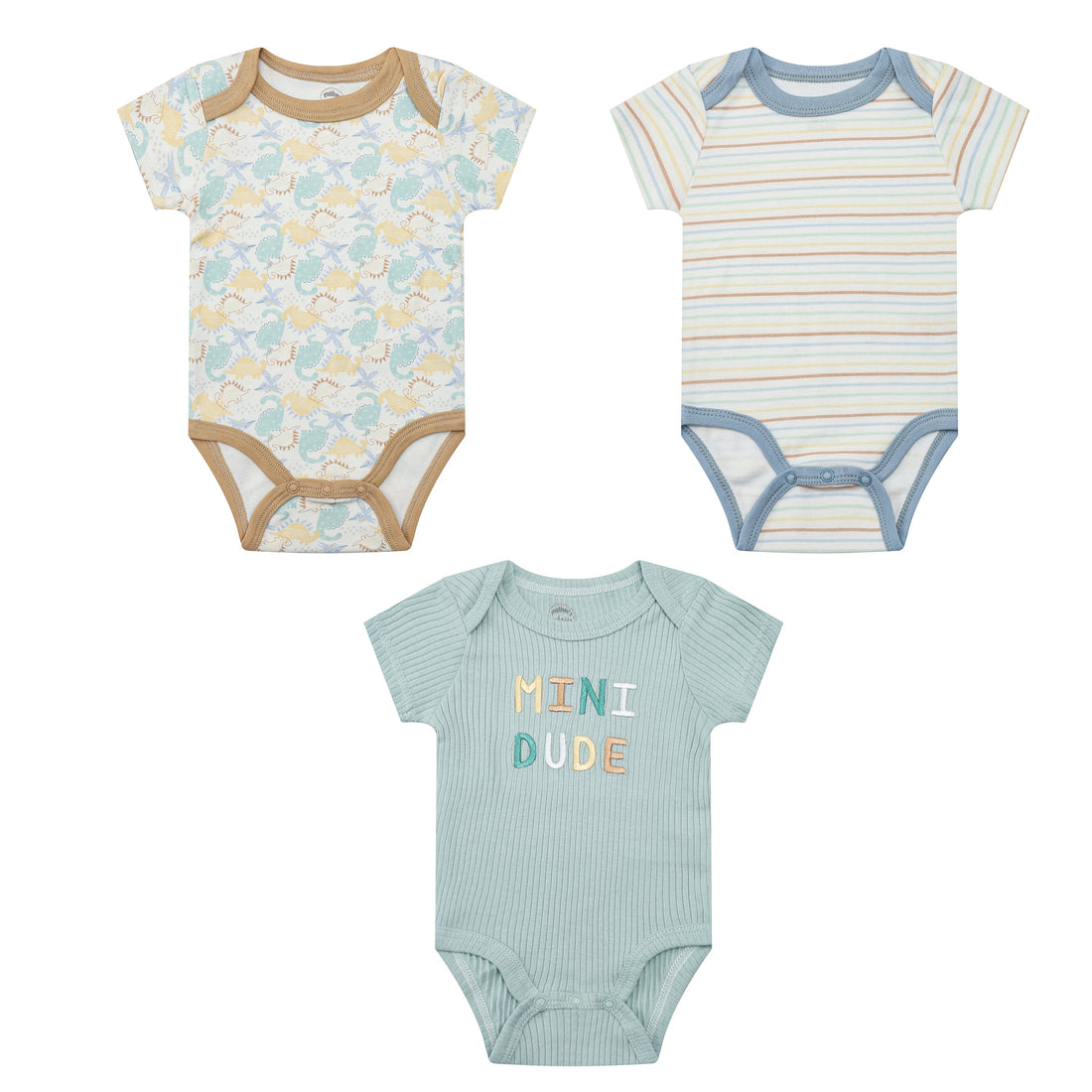 Mother Choice Baby 3 Pieces Short Sleeve Bodysuits Mini Dude