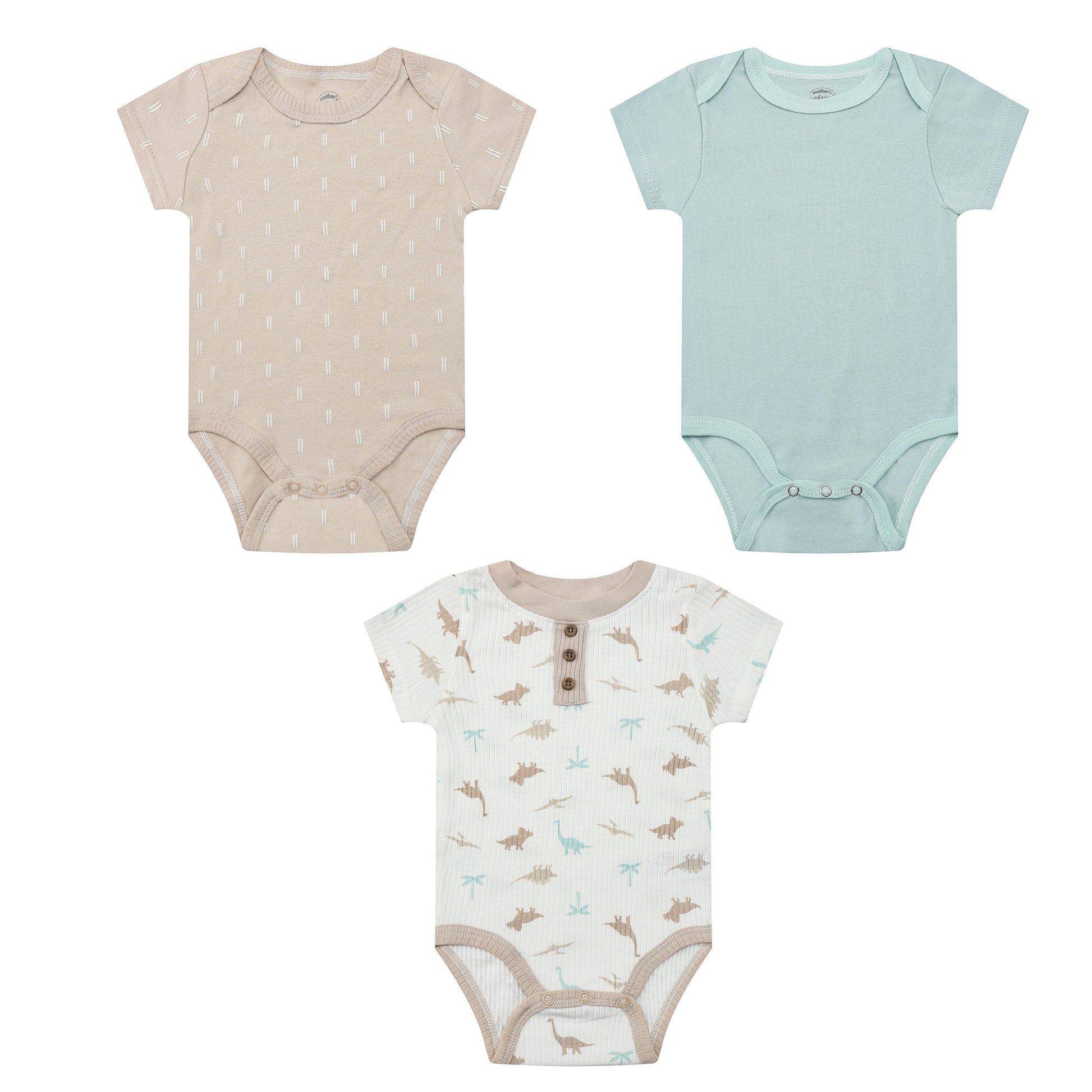Mother Choice Baby 3 Pieces Short Sleeve Bodysuits Dino