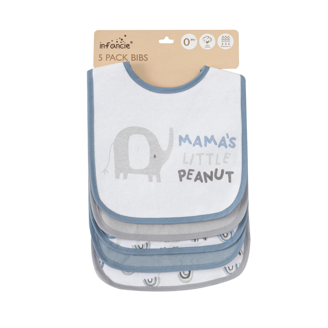 Mother's Choice "Mamas's Little Peanut" Pack of 5 Bibs | Prenatal, Babies, Nusring, Cybex, Avent Bib
