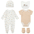 Mother's Choice Elephant Baby Set of Grower, Bodysuit, Bib, Hat and Mittens 0-3m Bodysuit