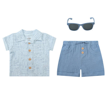 Mother's Choice Navy Blue Set of Top, Shorts & Sunglasses | Prenatal, Babies, Nusring, Cybex, Avent Outfit Set