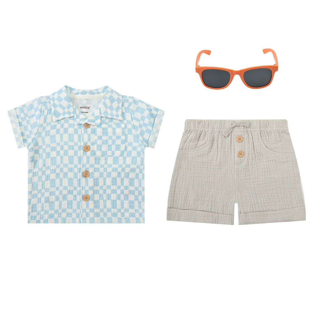 Mother's Choice Stone Blue Set of Top, Shorts & Sunglasses | Prenatal, Babies, Nusring, Cybex, Avent Outfit Set