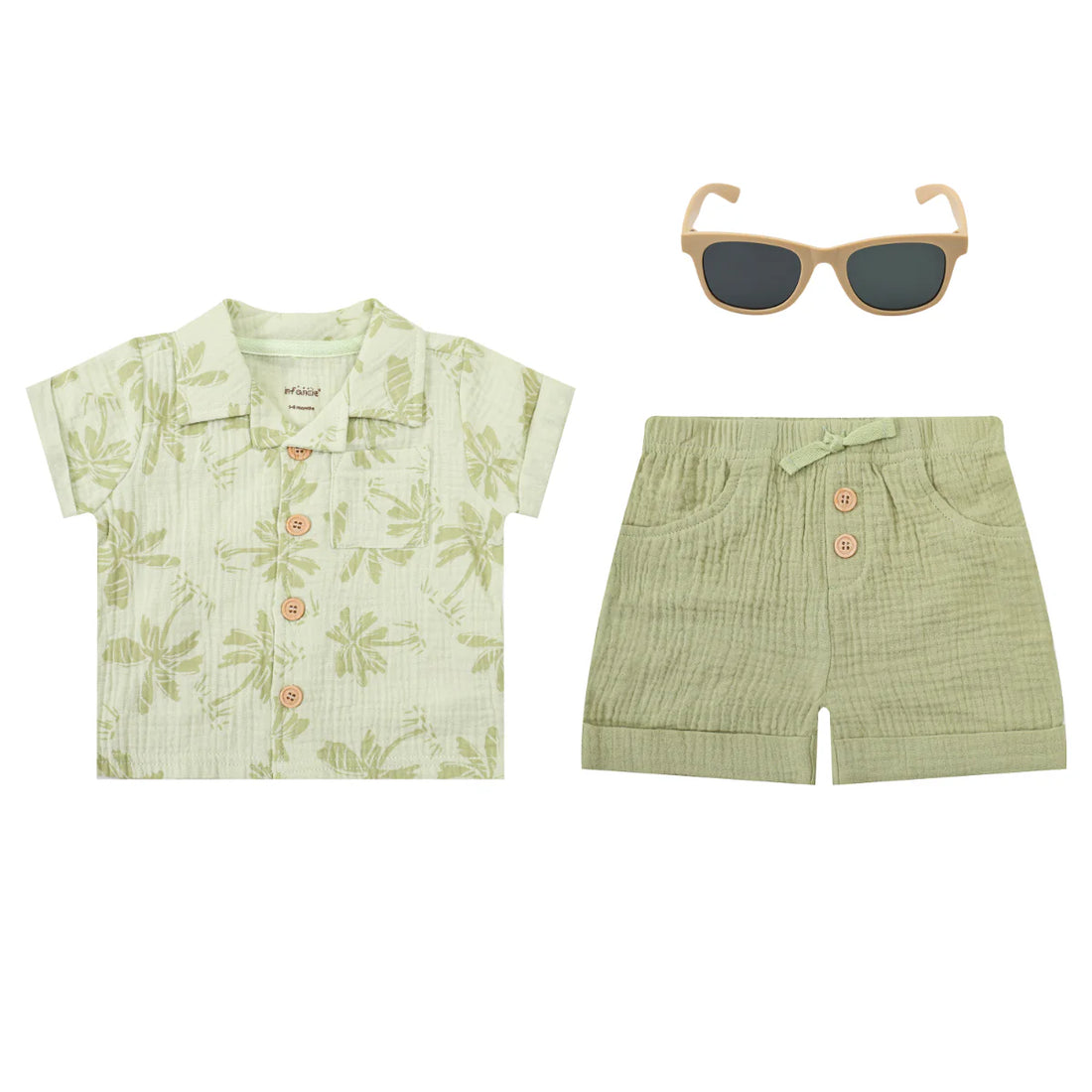 Mother's Choice Green Set of Top, Shorts & Sunglasses | Prenatal, Babies, Nusring, Cybex, Avent Outfit Set