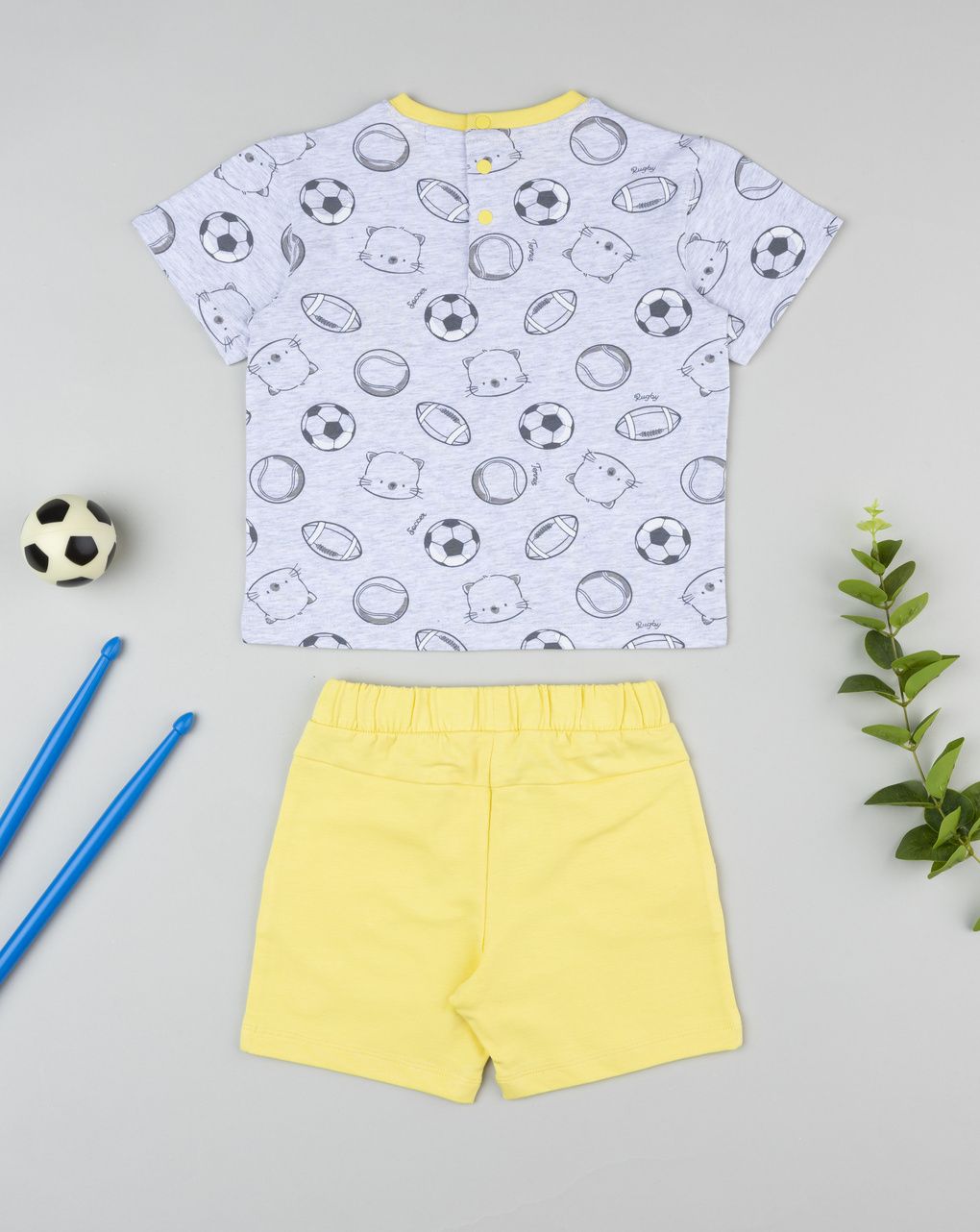 Prenatal Grey/yellow best player outfit for boys