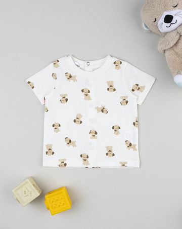 Prenatal Cream allover puppies t-shirt for boys