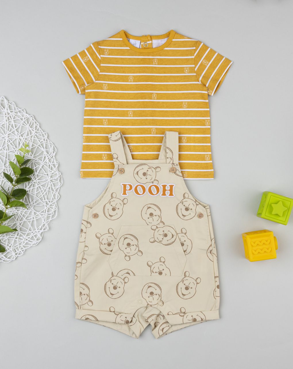 Prenatal Yellow Winnie the Pooh dungarees set for boys