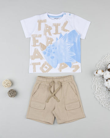 Prenatal Two-piece triceratops outfit for boys