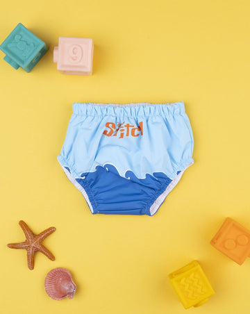 Prenatal Blue Stitch leak-proof swim briefs for boys