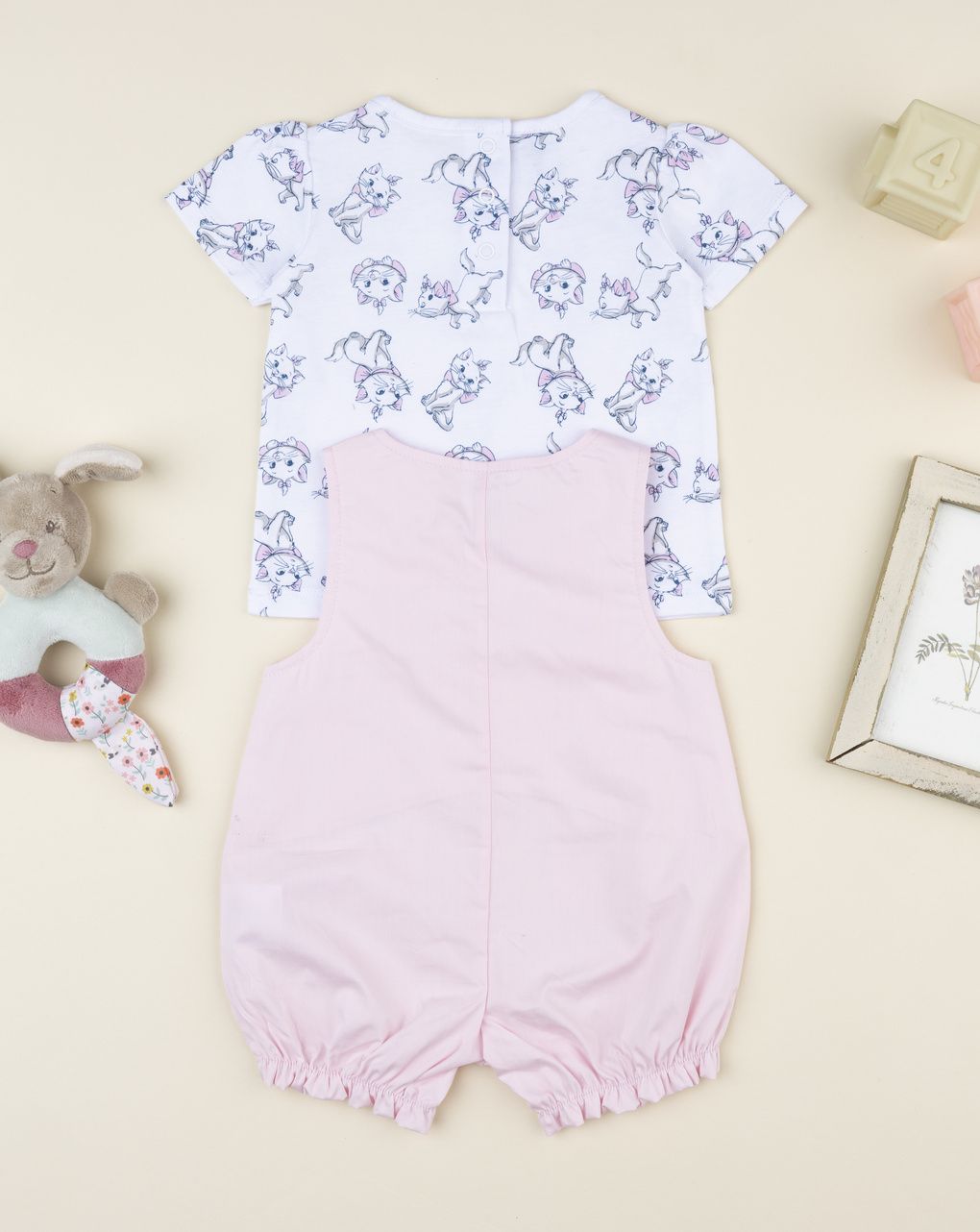 Prenatal Pink Aristocats dungarees set for girls