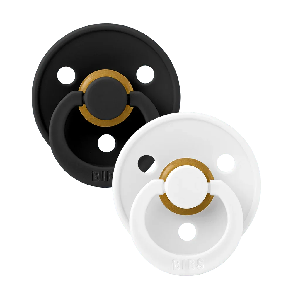 Colour Latex Pacifier — Size 2 (6-18m), 2 Pack, Black White