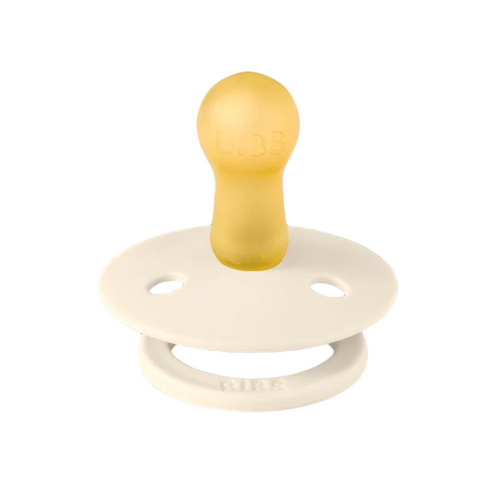 Ivory pacifier with translucent nipple and round guard, BIBS logo