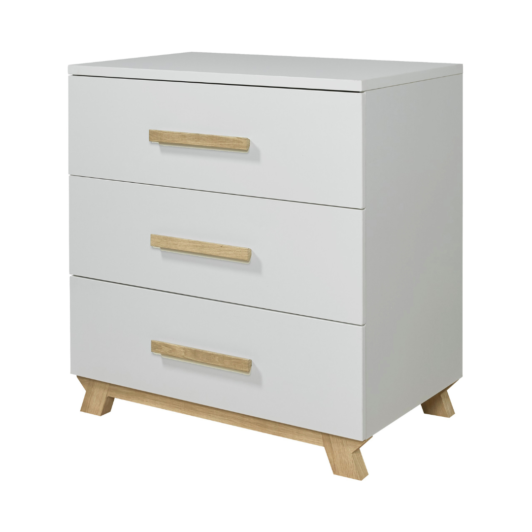 IKID Veneto Chest of Drawers White and Natural Wood - Scandinavian Nursery Storage