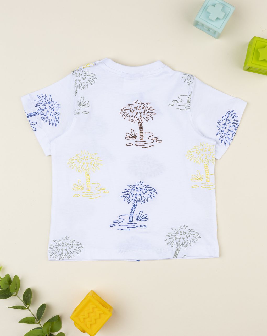 Prenatal White t-shirt for boys with embroidered palms