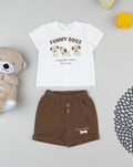 Prenatal White/brown outfit for boys