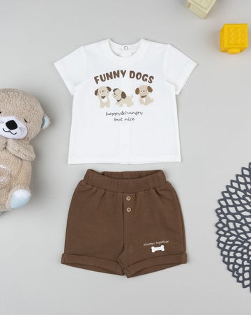 Prenatal White/brown outfit for boys