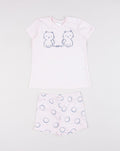 Prenatal Two-piece summer pajamas for girls — t-shirt and “meow” shorts