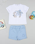 Prenatal White and blue monkey set for boys