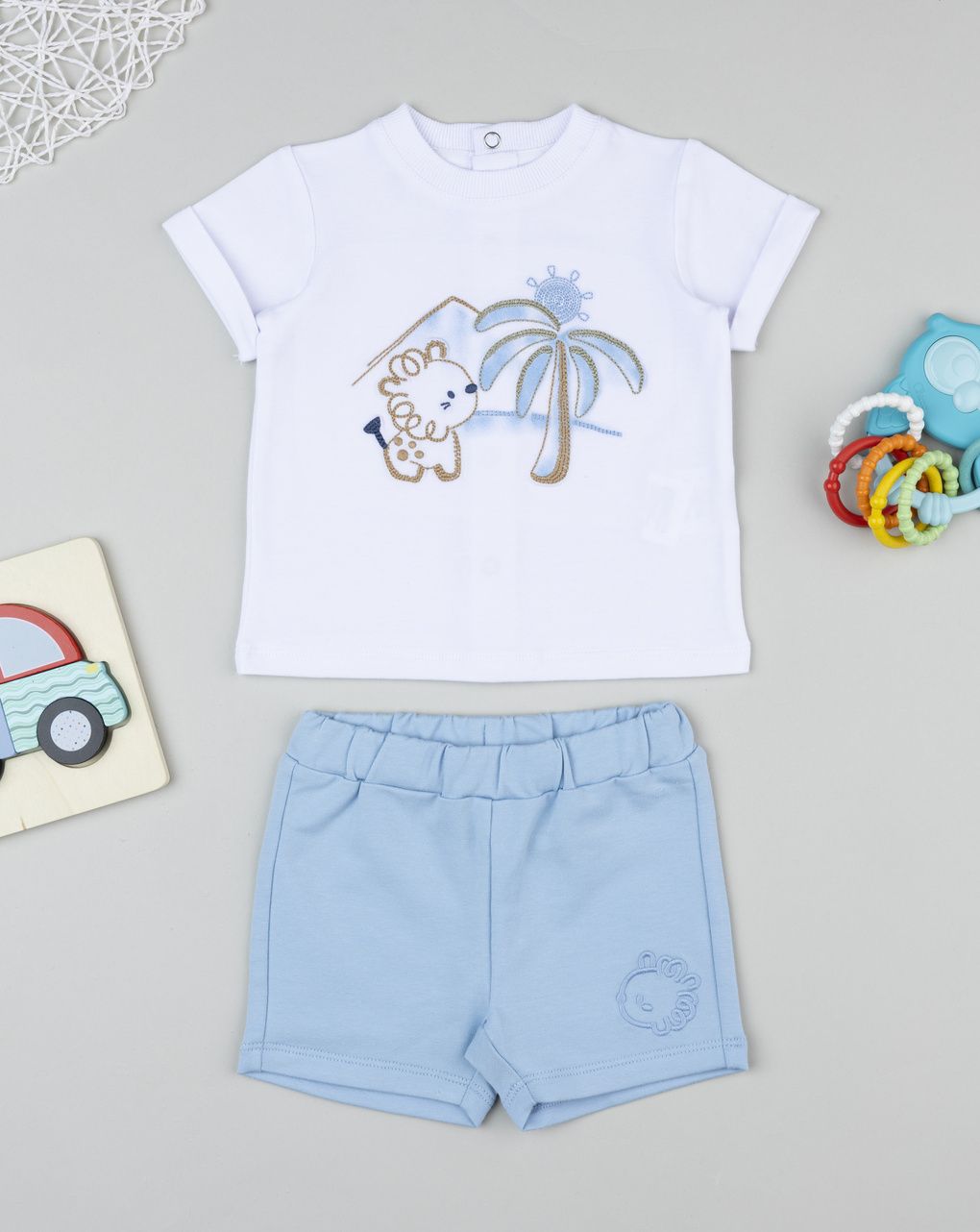 Prenatal White and blue monkey set for boys