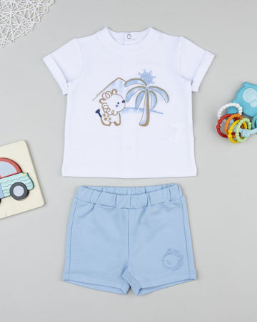Prenatal White and blue monkey set for boys