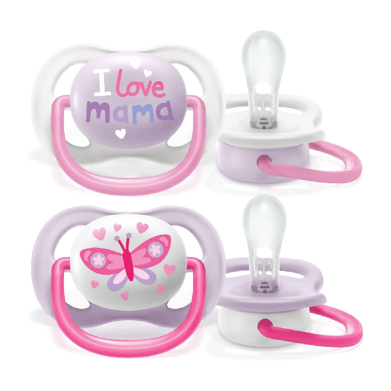 Ultra Air Pacifier 0 - 6 Pink - Purple | Pacifier | Avent for Prenatal LB - 6hr